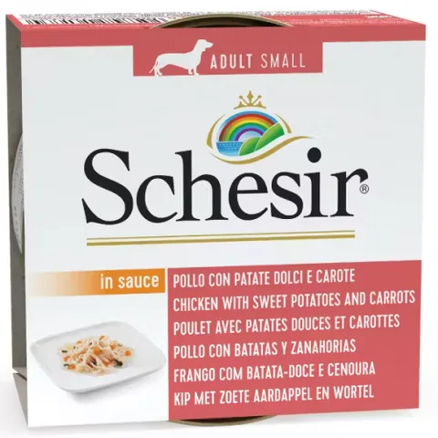 Hrana Umeda Pentru Caini Schesir Dog Adult Small Pui cu Cartofi Dulci 85g