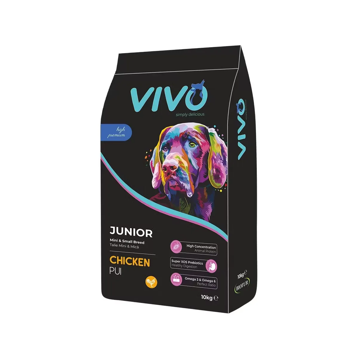 Hrana Uscata Vivo Caini Juniori Talie Mica si Medie Pui 10kg
