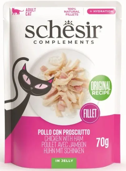 Plic Hrana Pisici Schesir Pui si Sunca in Jelly 85g