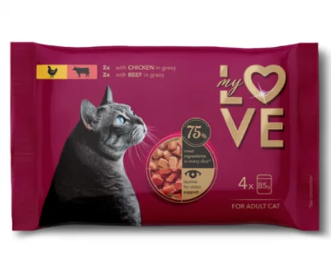 Hrana Umeda pentru Pisici My Love Plicuri Mix Pui Si Vita 4x85g
