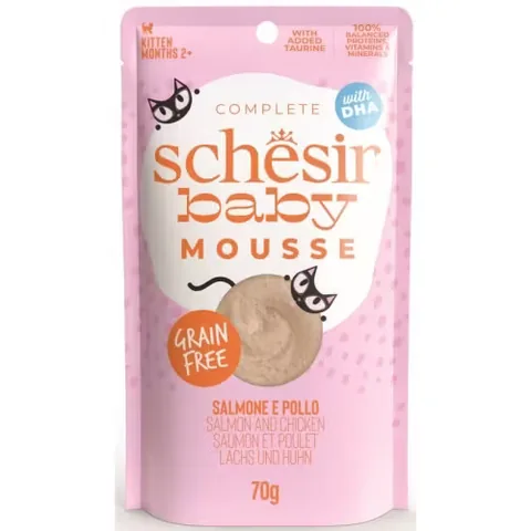 Hrana Umeda pentru Pisici Schesir Baby Mousse Somon si Pui 70g