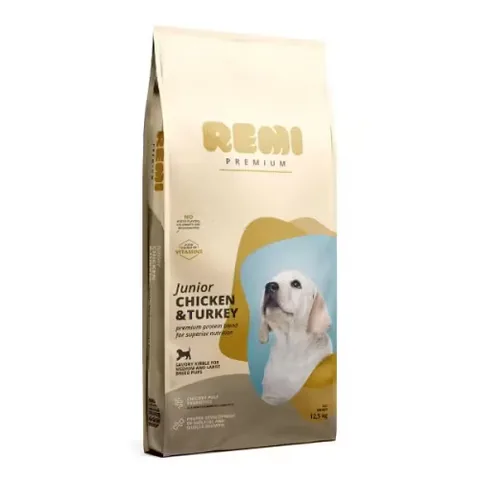Hrana Uscata Caini Remi Premium Junior Medium-Large Breed Pui si Curcan 12.5kg