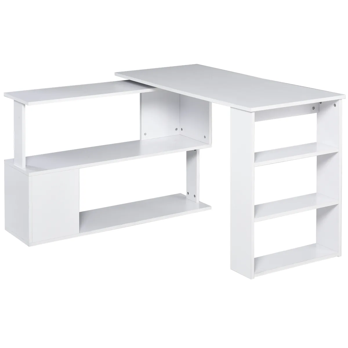 Birou Colt HOMCOM 5 Rafturi 120x100x74cm Alb