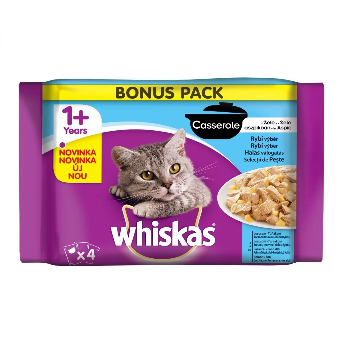 Hrana Umeda pentru Pisici Whiskas Casserole Selectii Peste Set 4 x 85g
