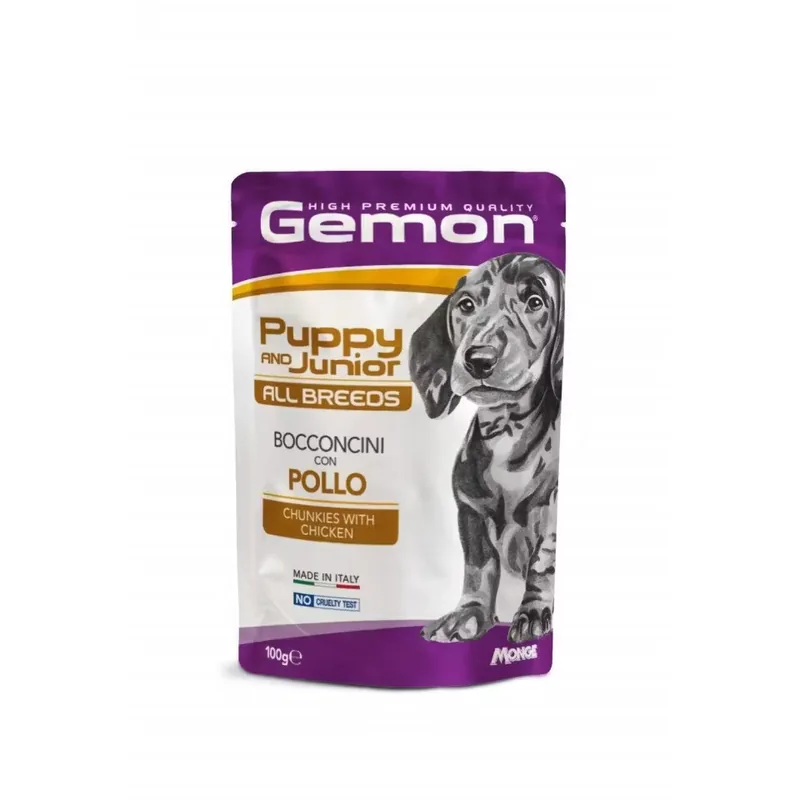 Hrana Umeda pentru Catei Gemon Chunkies Puppy & Junior All Breeds 100g