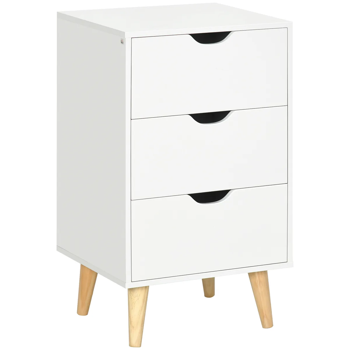 Noptiera HOMCOM Stil Scandinav 3 Sertare Alb 40x35x68.5cm