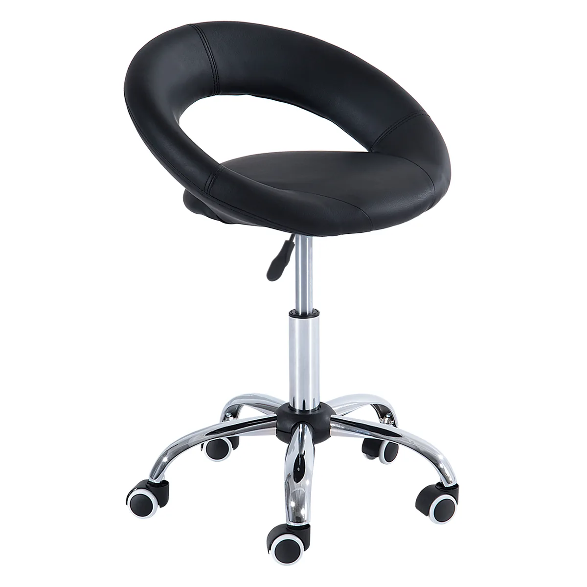 Scaun Rotativ Living HOMCOM Ecopiele Inaltime Reglabila Negru