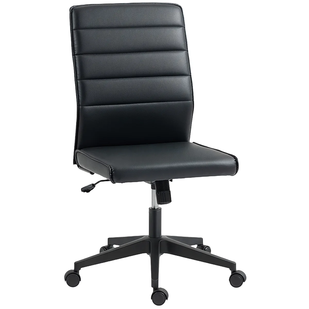 Scaun de Birou HOMCOM Ergonomic Ajustabil Fără Brațe Piele PU Negru
