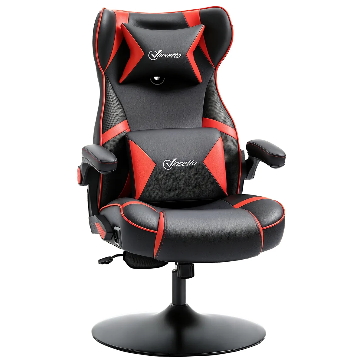 Scaun Gaming Vinsetto cu Difuzoare Spătar Inclinabil Negru+Roșu 69x73x118cm
