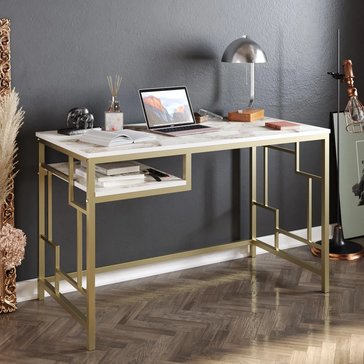 Birou Modern Victory 120x75x60cm Auriu