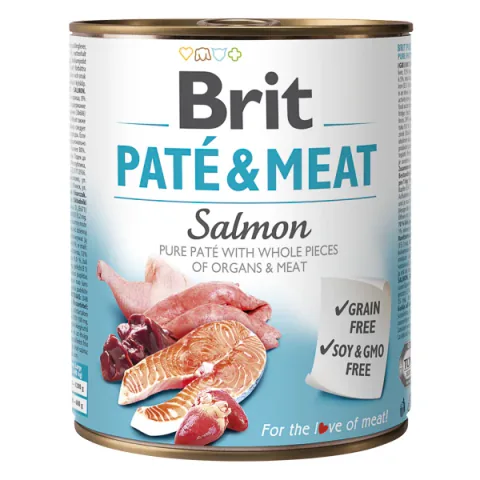 Hrana Umeda pentru Caini Brit Pate & Meat Somon 800g