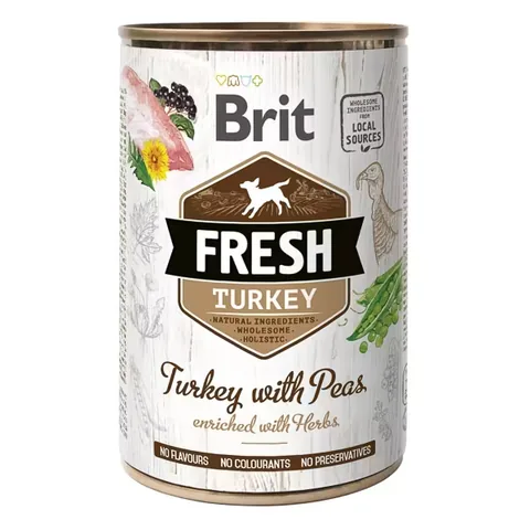 Hrana Umeda Caini Brit Fresh Turkey with Peas 400g Rase Mari