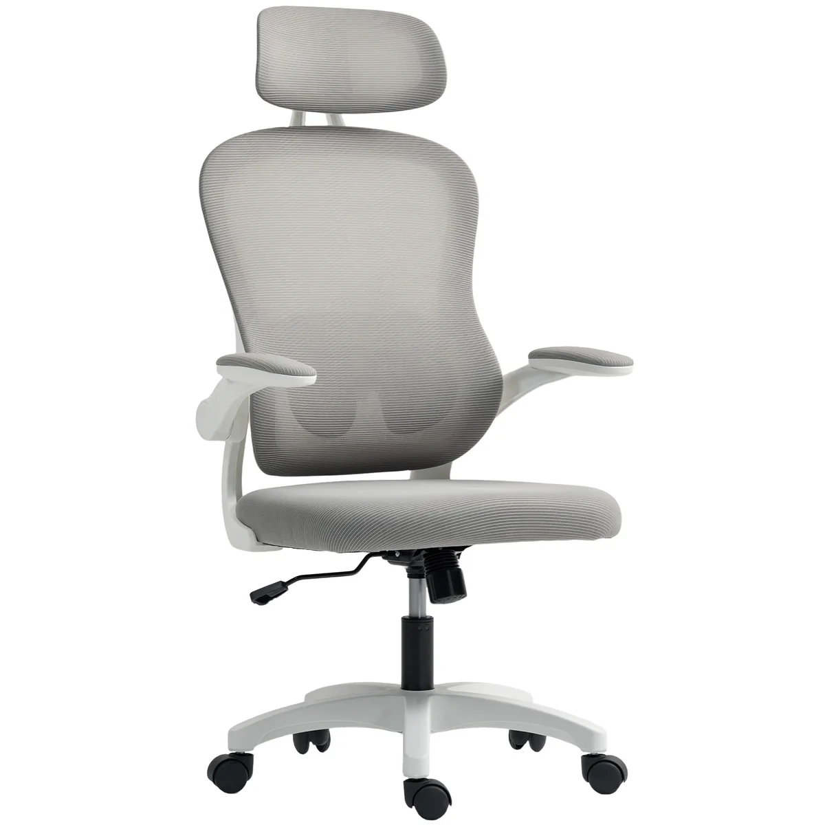 Scaun Birou HOMCOM Ergonomic Spatar Plasa Cotiere Rabatabile Gri