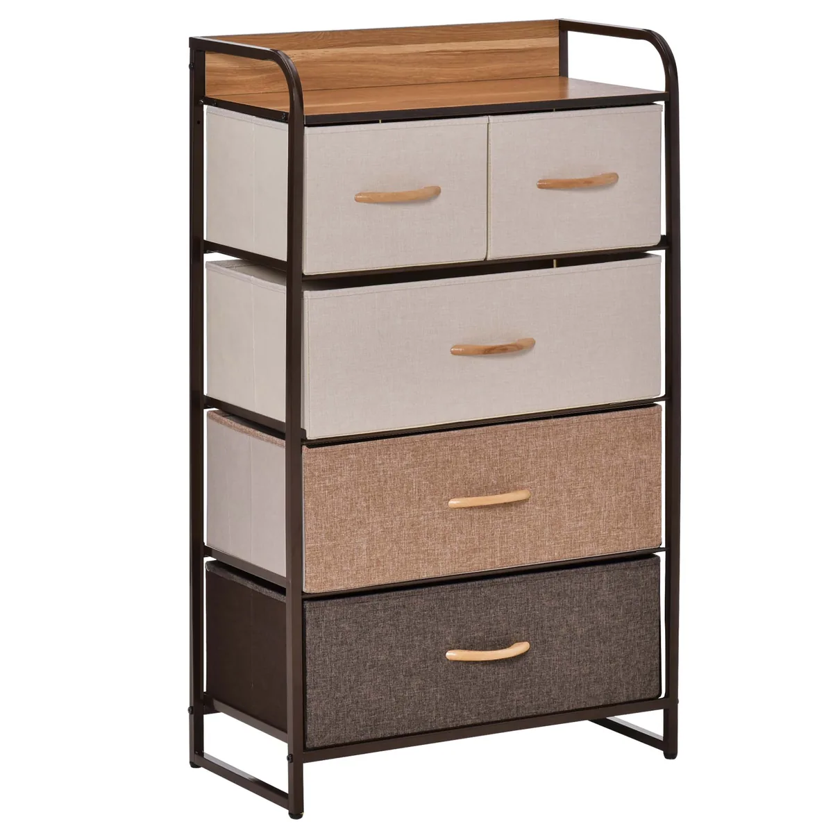 Comoda cu 5 Sertare Pliante HOMCOM Raft MDF Multicolor