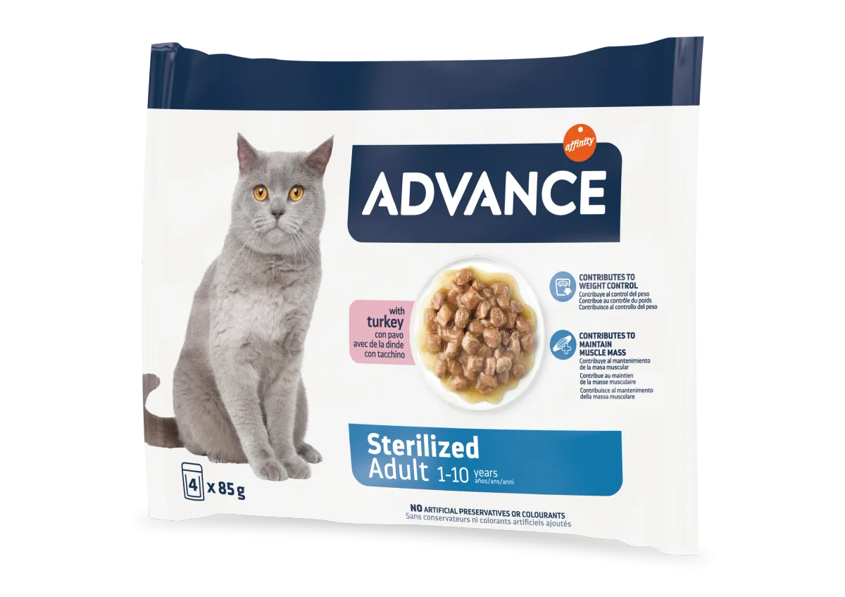 Hrana Umeda pentru Pisici Sterilizate Advance Curcan Multipack 4x85g