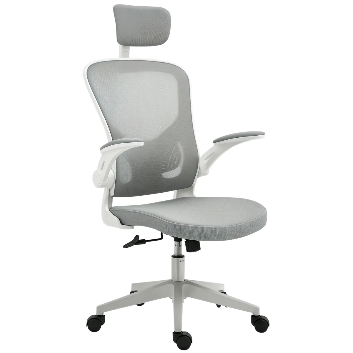 Scaun Birou Vinsetto Ergonomic Spatar Inalt Suport Lombar Cap Brate Pliabile Gri