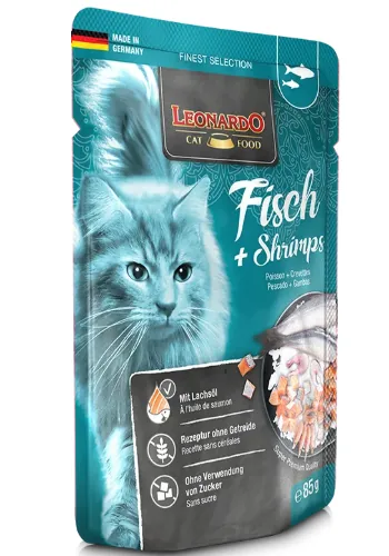 Plic Hrana Pisici Leonardo Peste si Creveti 85g