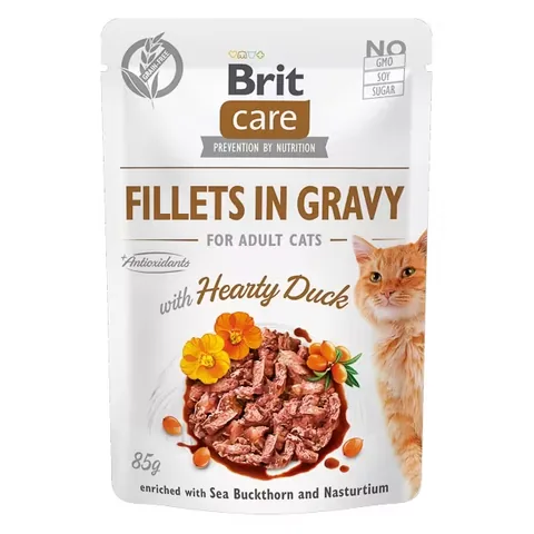 Hrana Umeda Pentru Pisici Brit Care Cat Fillets in Gravy With Hearty Duck 85g