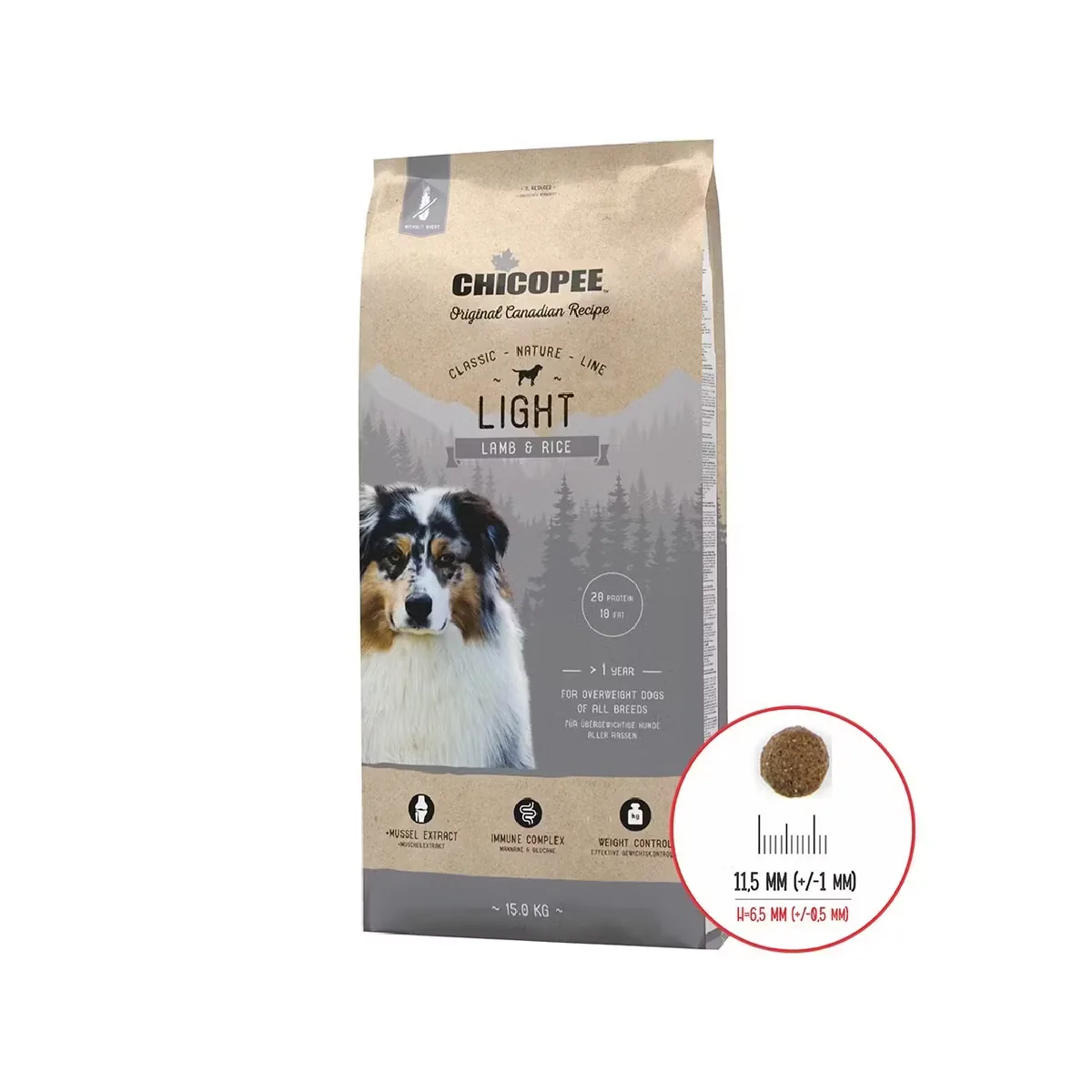 Hrana Uscata Caini Chicopee Classic Nature Line Light Miel si Orez 15kg