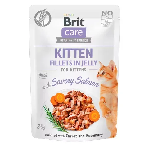 Hrana Umeda pentru Pisici Brit Care Kitten Fillets in Jelly Somon 85g