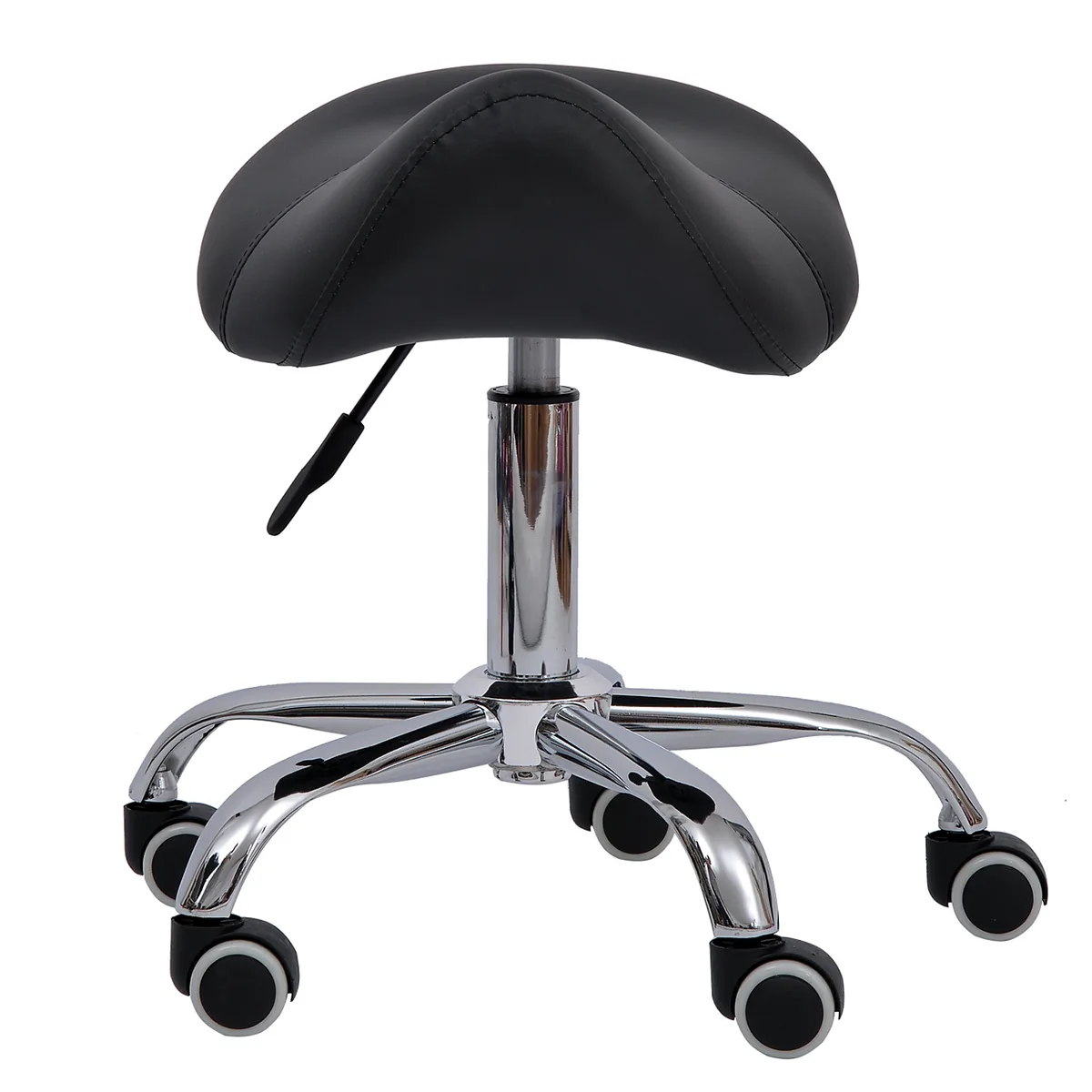 Scaun pentru Coafură HOMCOM Ergonomic Tip Șa Reglabil Negru