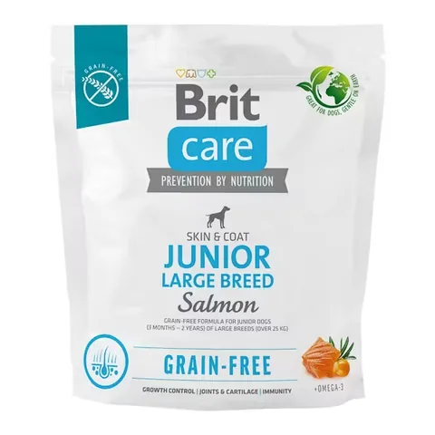 Hrana Uscata pentru Caini Brit Care Dog Grain-Free Junior Large Breed Somon 1kg