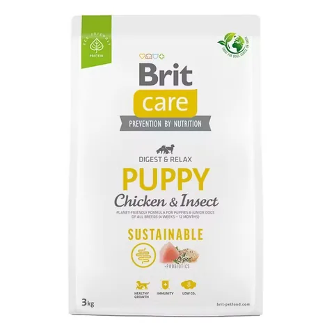 Hrana Uscata Caini Brit Care Sustainable Puppy 3kg Insecte si Pui