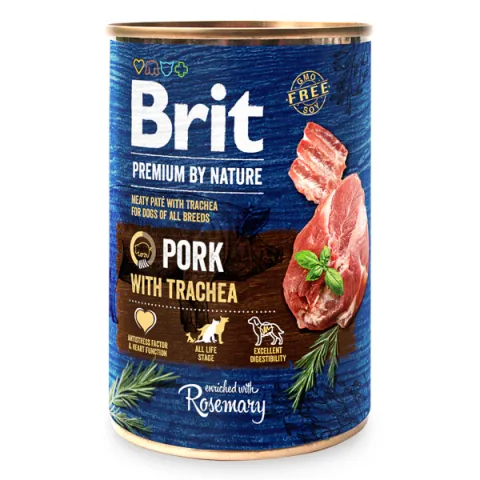 Conserva pentru Câini Brit Premium by Nature Porc cu Trahee 400g