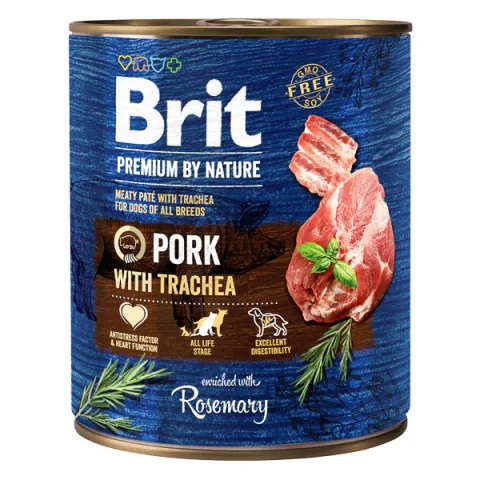 Conservă Pentru Câini Brit Premium By Nature Porc Cu Trahee 800g