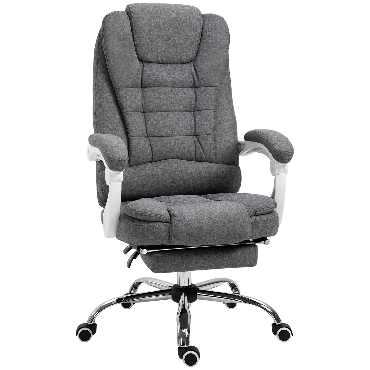 Scaun de Birou Vinsetto Suport Picioare Spatar Inalt Brate Gri 65x70x115-123cm