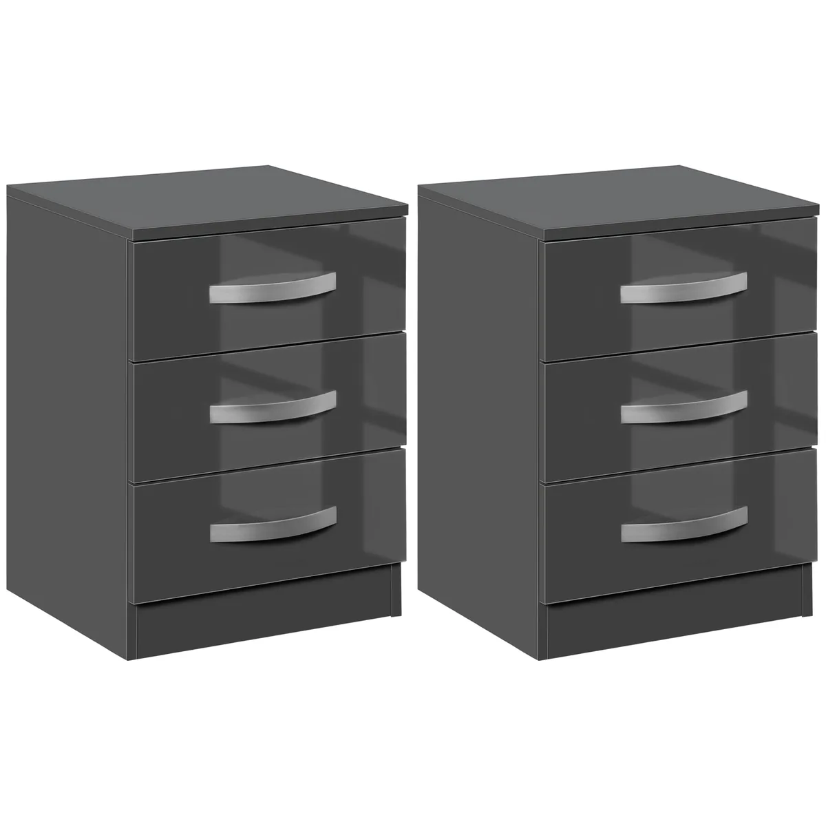 Set Noptiere HOMCOM 2 Piese 3 Sertare 40x36x56cm Gri
