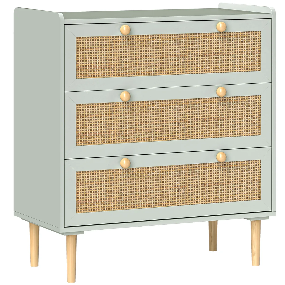 Comoda HOMCOM 3 Sertare Fronturi Rachita MDF Verde