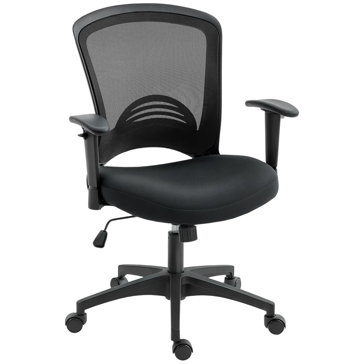 Scaun de Birou HOMCOM Respirabil Reclinabil Inaltime Reglabila Negru