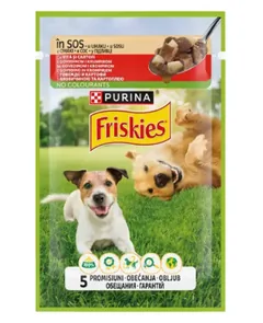 Hrana Umeda Pentru Caini Friskies Adult Vita si Cartofi 100g