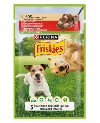 Hrana Umeda Pentru Caini Friskies Adult Vita si Cartofi 100g