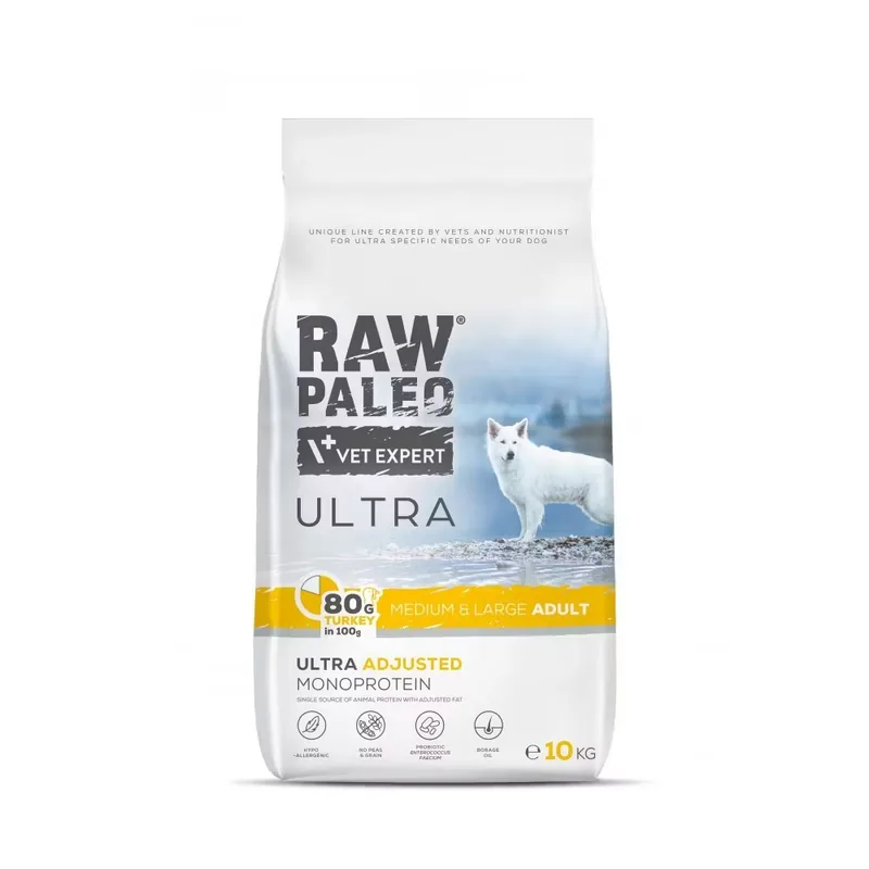 Hrana Uscata Caini Raw Paleo Ultra Turkey Adult Medii Mari 10kg