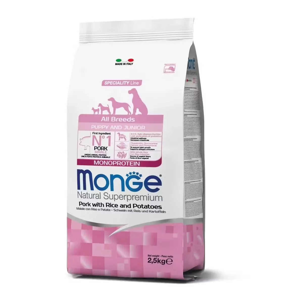 Hrana Uscata Caini Monge Superpremium Puppy Junior Porc Orez Cartofi 2.5kg