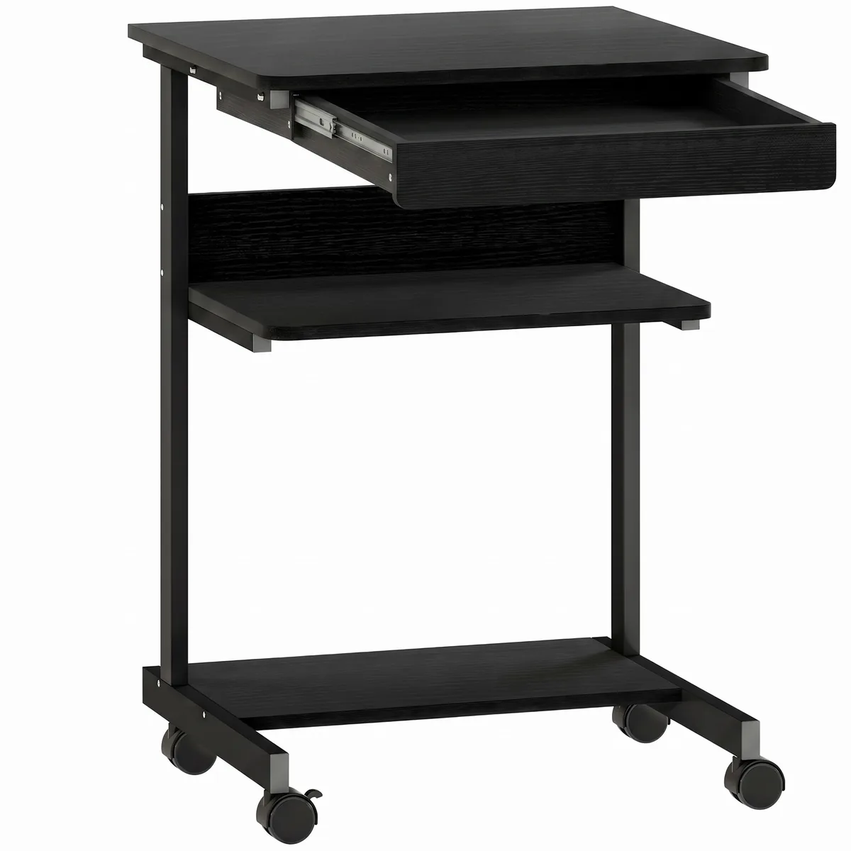 Birou PC HOMCOM cu Sertar Glisant și 2 Rafturi Deschise Negru