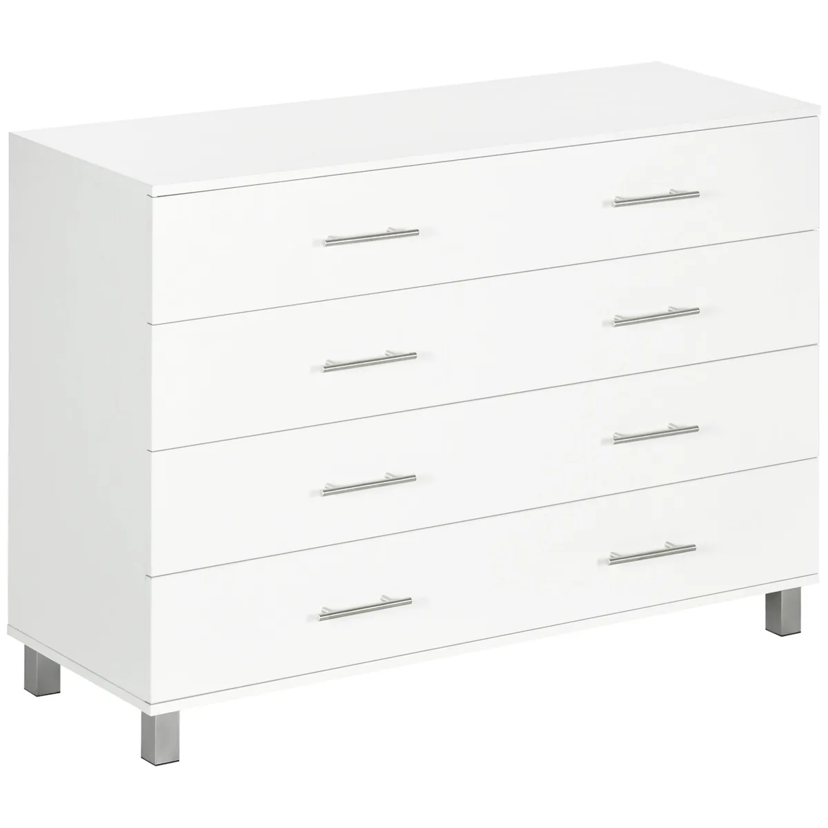 Comodă HOMCOM 4 Sertare Picioare și Mânere Aliaj 112x38x81 cm Alb