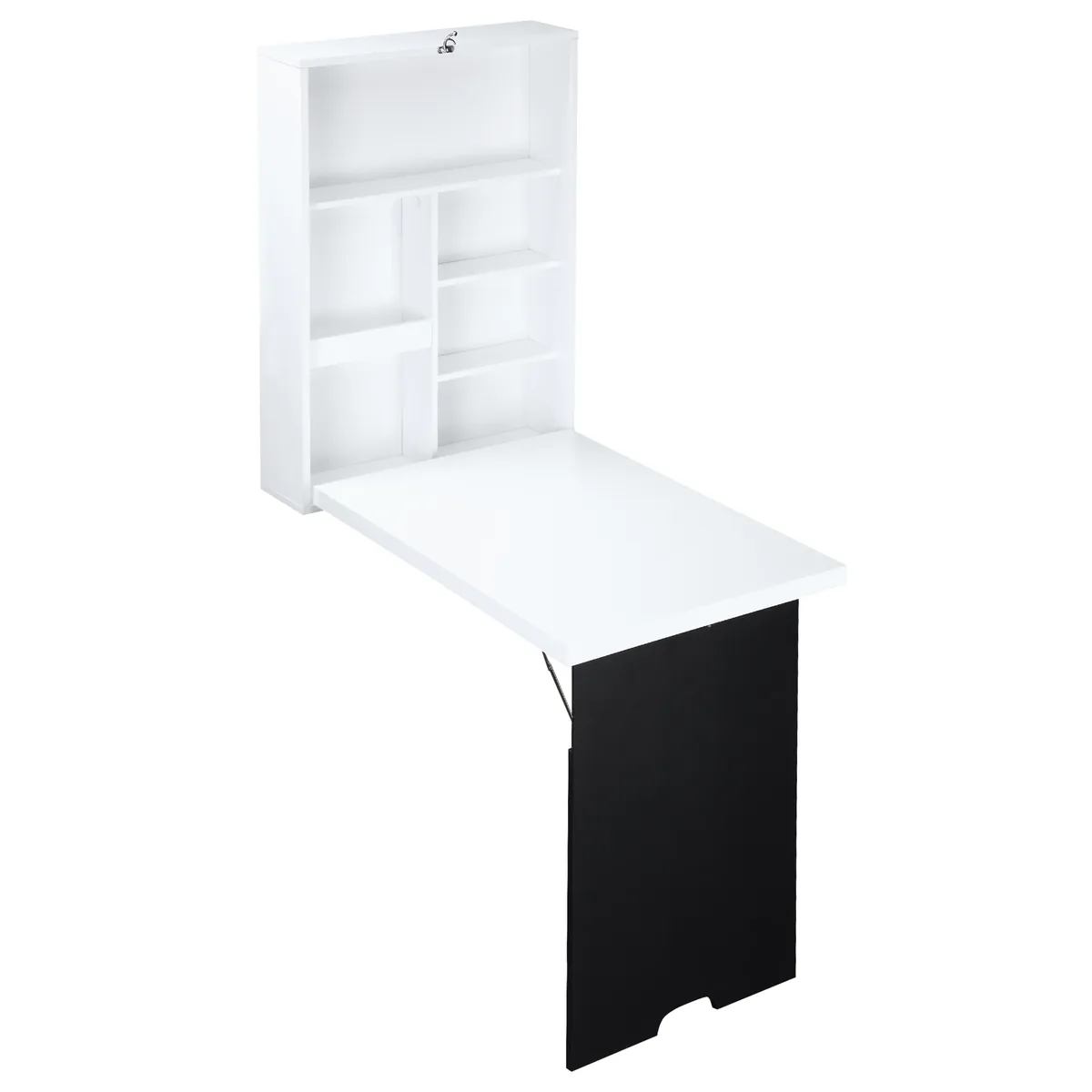Masa Pliabila cu Dulap HOMCOM Alb si Negru 60x88.5x146.5cm