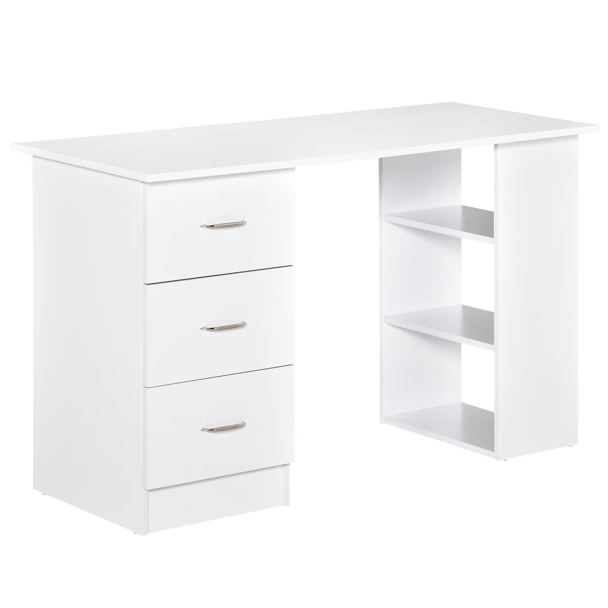 Birou HOMCOM Alb 3 Sertare Rafturi Lemn 120x49x72cm