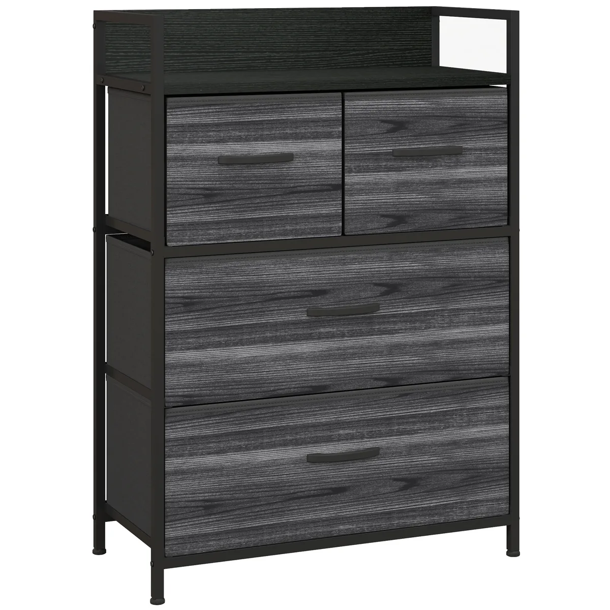 Comodă HOMCOM 4 Sertare Material Textil 60x29x85cm Negru