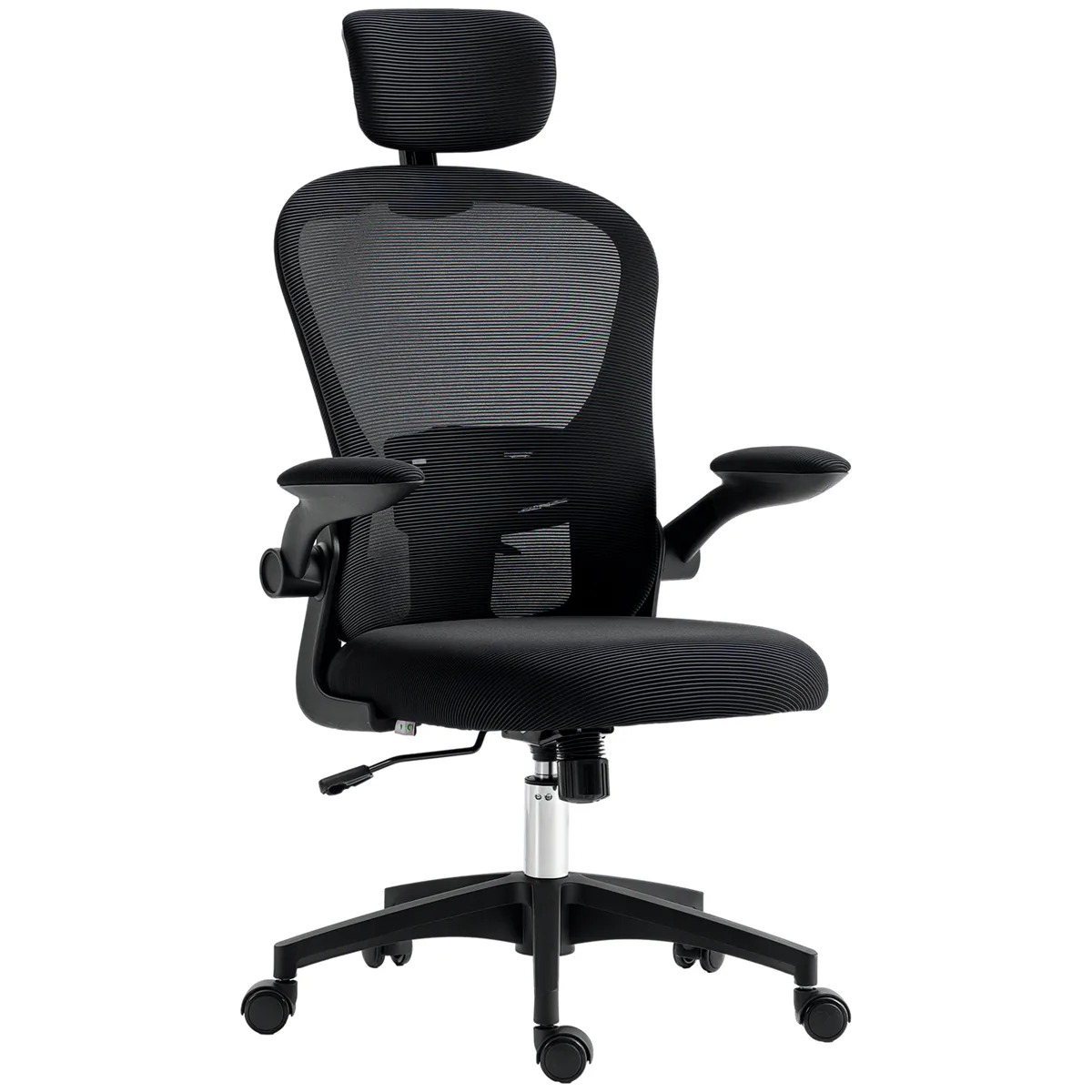 Scaun de Birou Vinsetto Plasă Suport Cap Ajustabil Suport Lombar 4D Negru