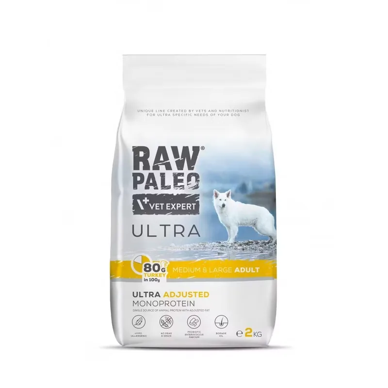 Hrana Uscata Caini Raw Paleo Ultra Turkey Medium & Large Adult 2kg