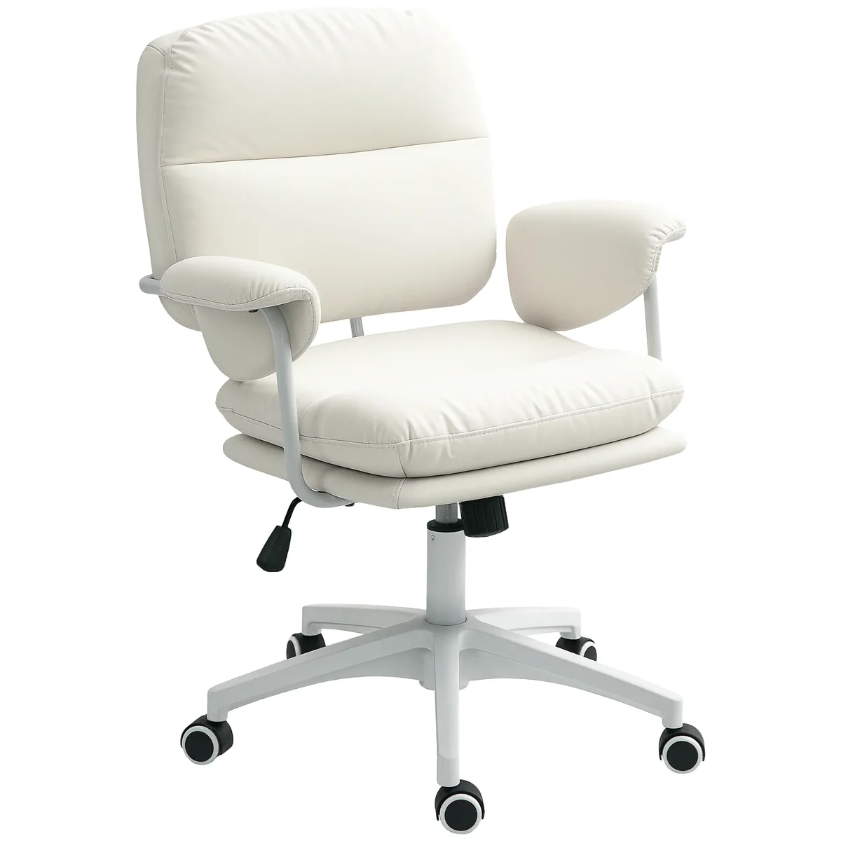 Scaun de Birou HOMCOM Piele Ecologică Alb