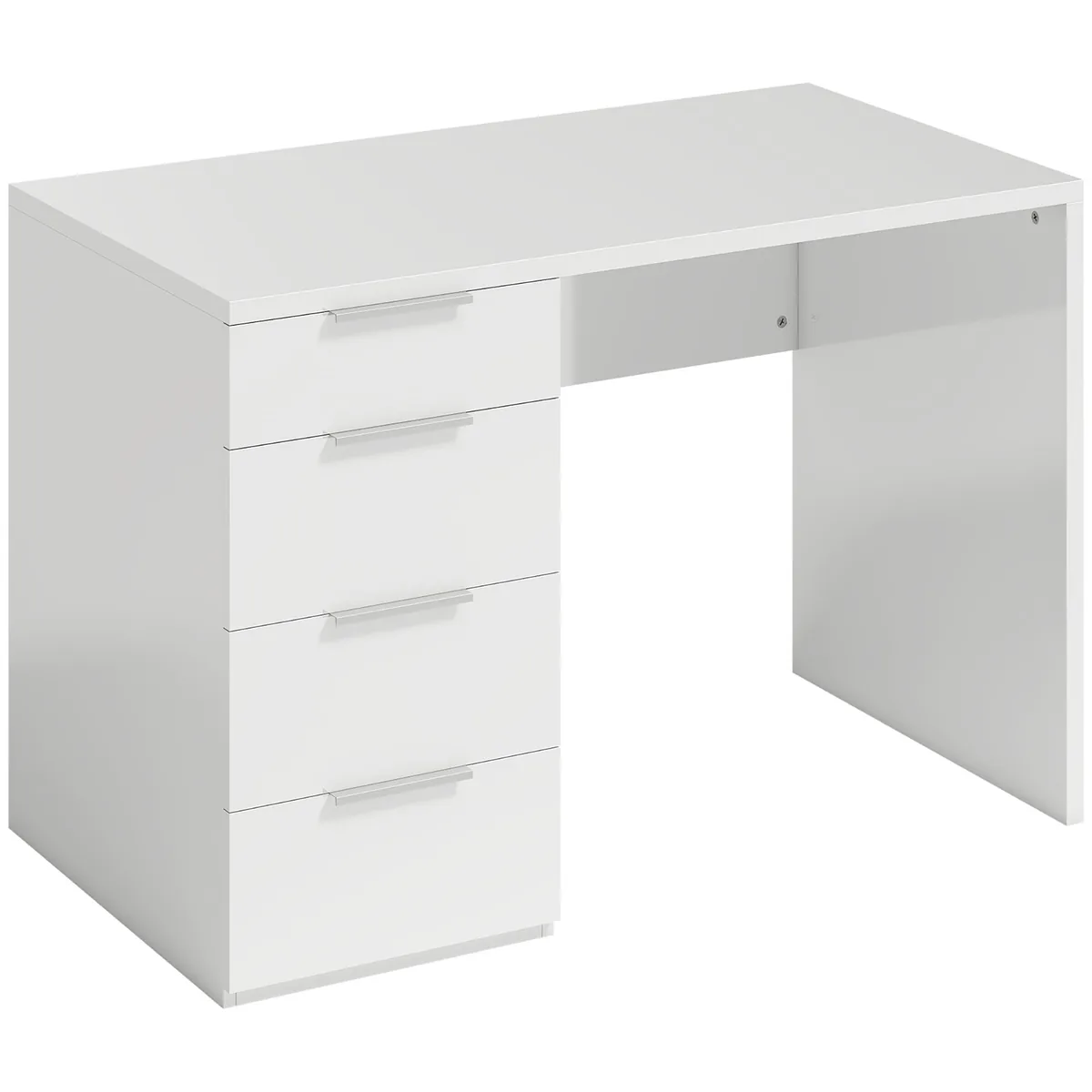 Birou HOMCOM Compact 110cm 4 Sertare Alb Lucios