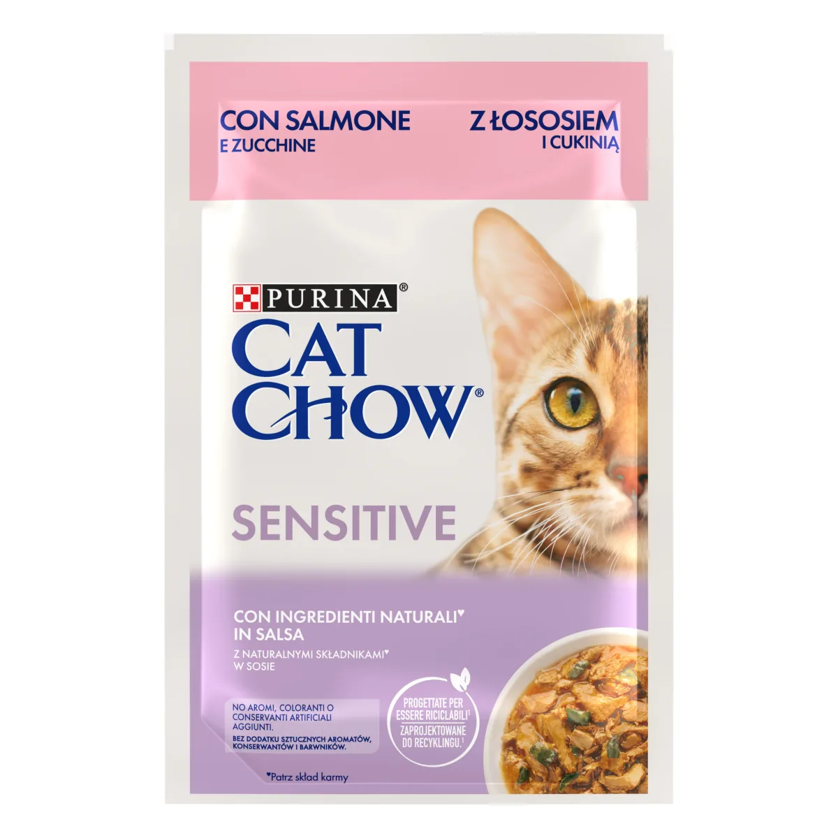 Hrana Umeda pentru Pisici Cat Chow Sensitive Somon si Dovlecei 85g