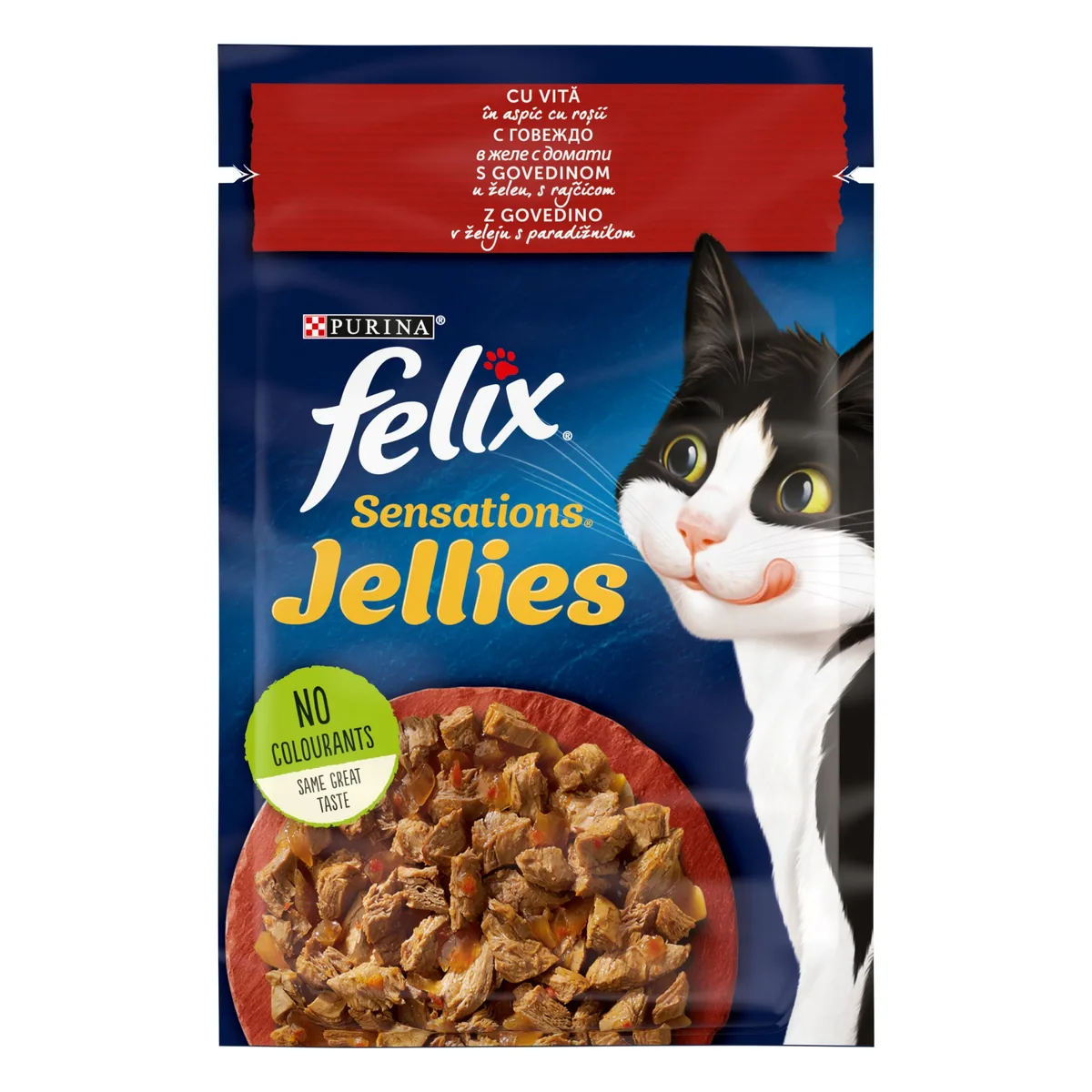 Plic Felix Sensations Vita si Rosii in Aspic 85g