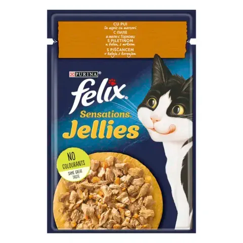 Plic Pisici Felix Sensations Pui si Morcov 85g Aspic