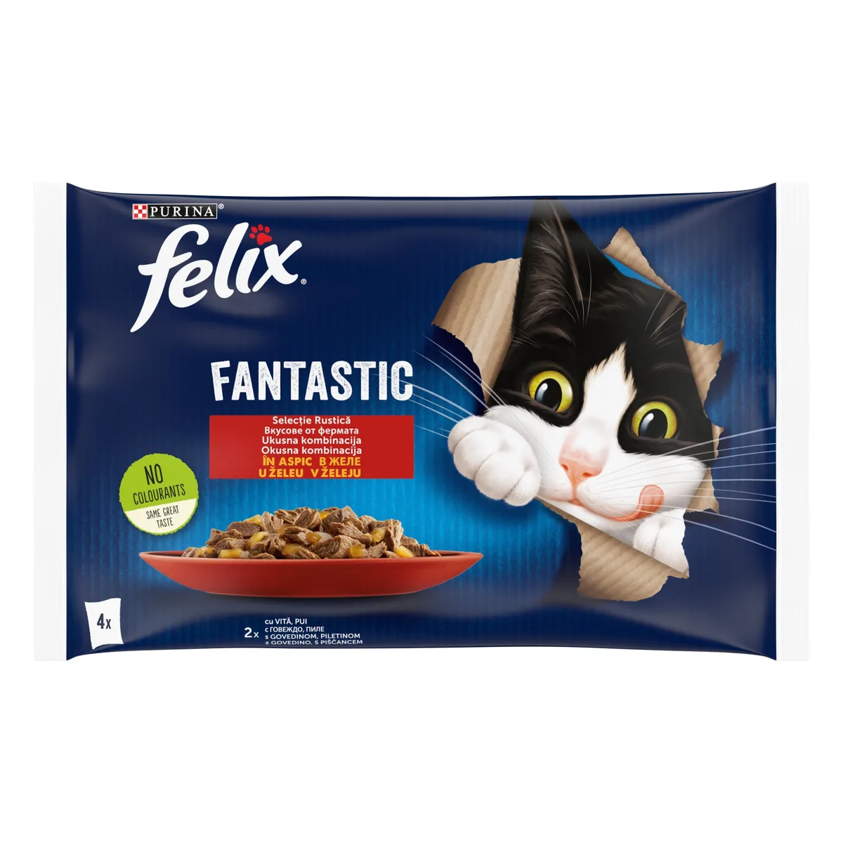 Hrana Umeda pentru Pisici Felix Sensations Plic Mix Vita si Pui 4x85g